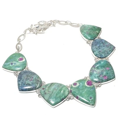 Collar de piedras preciosas de rubí fucsita hecho a mano cadena ajustable joyería 18" DN 6891 Foto 1 de 4