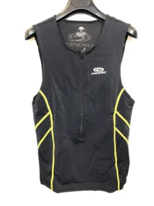 Aropec men's Thriathlonshir for running, swimming cycling, Black / Gold M - Picture 1 of 2