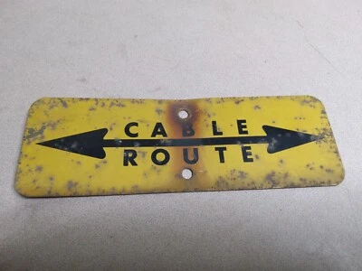 vintage cable route sign alluminum antique retro wall art man cave barroom - Image 1 of 4