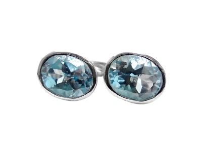 Gemelos de topacio azul cielo de plata 925 gemelos de topacio azul cielo natural para hombre Foto 1 de 4