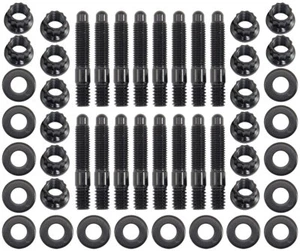 Aeroflow AF37-1503 Rocker Valve Cover Stud Kit 1/4-20" 1.50" Black 12 Point Nuts - Picture 1 of 3