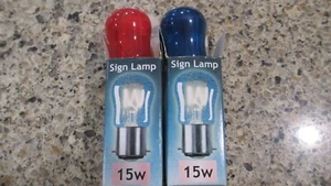 2, Crompton 15w Sign Lamps, Blue, Red - Picture 1 of 4