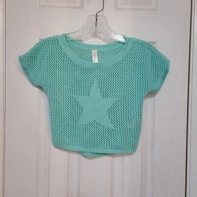 CHEROKEE LOOSE KNIT MINT GREEN PULL OVER SWEATER GIRLS SIZE M (7/8) PRE-OWNED - Image 1 of 3