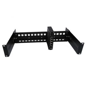 19 Zoll Rackhalterung Hutschienengeräten (DIN-Rail) stufenlos tiefenverstellbar  - Afbeelding 1 van 6