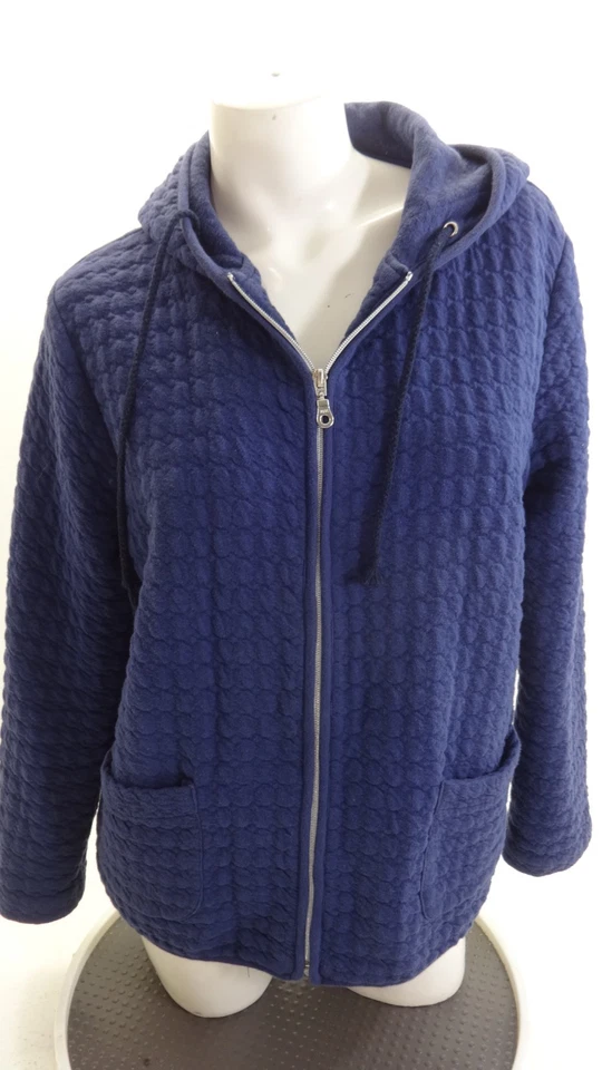 CAROLYN TAYLOR WOMENS NAVY COTTON BLEND SWEATSHIRT HOODIE SIZE L - Image 1 of 4