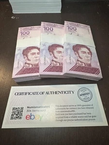 NEW Venezuela 100 Bolivar 50 Pcs Digital Digitales Banknote, 2021, P-119,  COA e - Picture 1 of 6