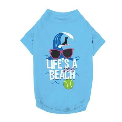 CAMISA CASUAL CANINE LIFE'S A DOG PLAYA NIÑO NIÑA CACHORRO AZUL AQUA MASCOTA XS NUEVA CON ETIQUETAS Foto 1 de 2