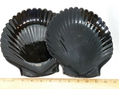 Juego de 2 platos de ensalada vintage Arcoroc Coquillage de vidrio negro concha de mar Foto 1 de 4