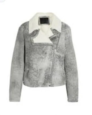 Chaqueta Alexander McQueen MCQ Cuero Envejecido Piel de Oveja Informal Motociclista Cremallera $1398 Foto 1 de 4