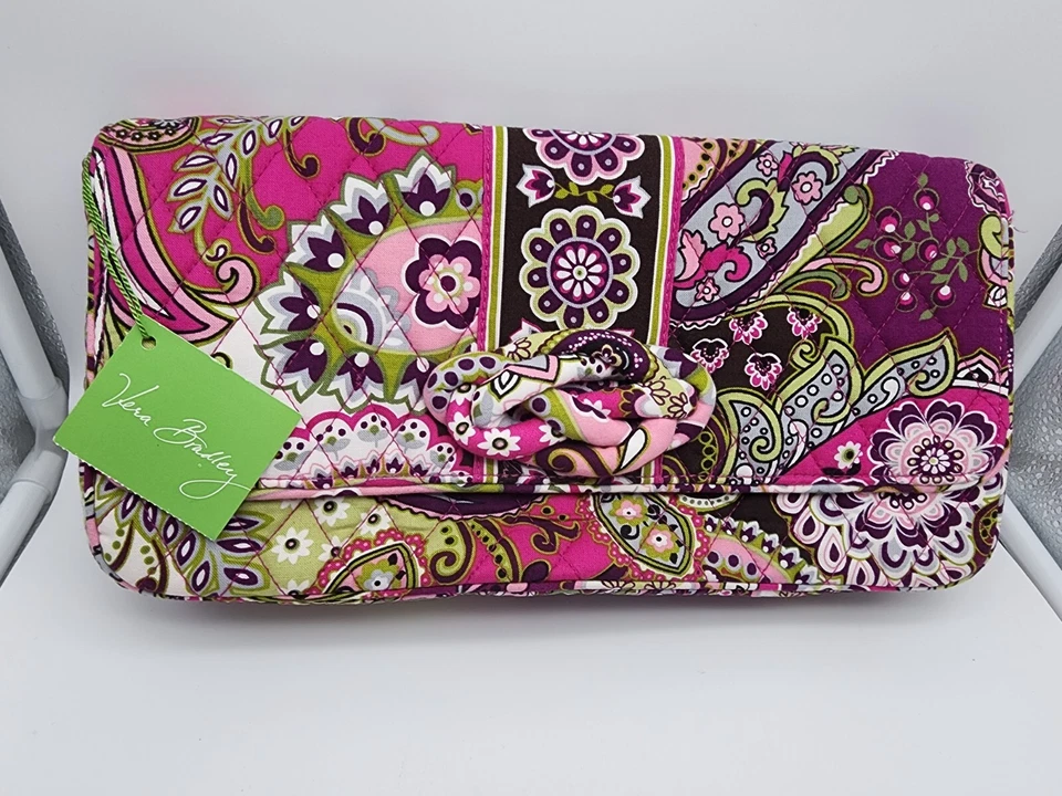 Vera Bradley Knot Just a Clutch Handbag Purse Very Berry Paisley