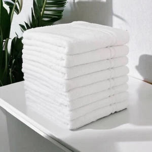 Pack of 8 Cotton Bath Towels 28”x54” Pool Gym Member’s Mark Towels White Large - Picture 1 of 7