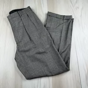 Pantalone Polo Ralph Lauren lana plissettato Glen a quadri marrone 34 x 32 - Foto 1 di 14