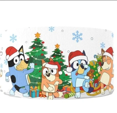 3 inch Bluey Christmas Grosgrain Ribbon HAIR BOWS 1253676 Cartoon dog - Image 1 of 2