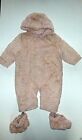 Baby Girl's Faux Fur Snow Suit & Bootees- Dusky Pink- 6-9mos & 9-12mos - NEW