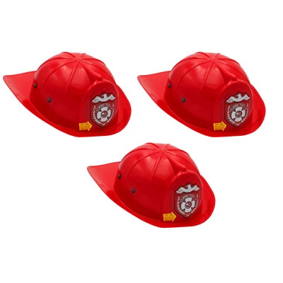 3x Kinder Feuerwehrmann Helm mit Sound / Karneval Feuerwehr Helm Kostüm Party - Bild 1 von 4