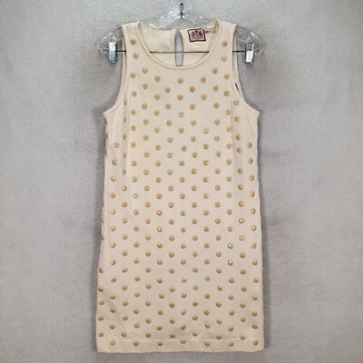 Vestido para mujer Juicy Couture talla M beige elástico lunares tachonado funda mod Foto 1 de 4