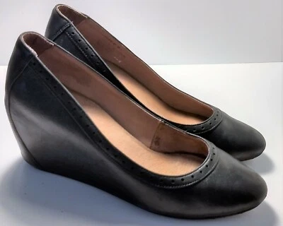 Chocolat Azul Cuero Negro Tacones Cuña "Java" 6.5 Foto 1 de 4