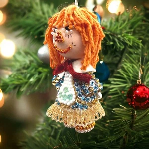 Raggedy Ann Beaded Ornament Styrofoam Push Pin 1970s Completed Kit - Picture 1 of 8