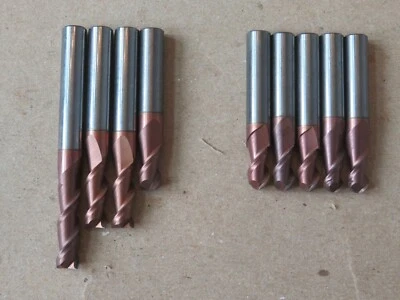 Lote de (9) EE. UU. 9/32" Carburo 2 Flautas Nariz de Bola y Fresa de Extremo Cuadrado .2812 Nariz de Bola Foto 1 de 4