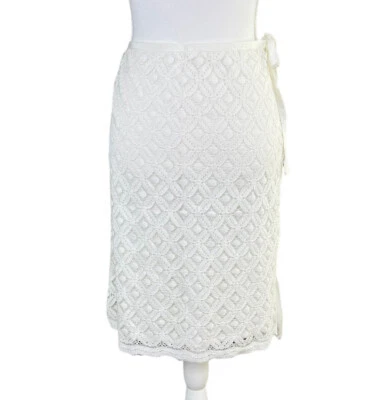 Falda Max Studio de encaje marfil con corbata talla 8 Foto 1 de 4