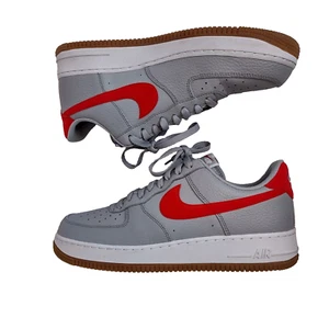 Nike Air Force 1 '07 2 Low Grey Red White Gum Sneakers CI0057-003 Men's 10.5 - Picture 1 of 6