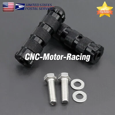 Pedais de apoio para os pés CNC preto 8 mm pinos almofadas universal motocicleta - Imagem 1 de 4