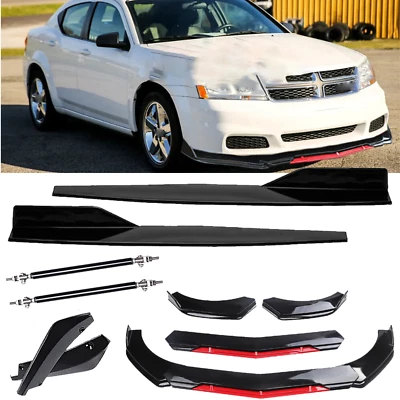 Front Rear Bumper Lip Spoiler Splitter Glossy Black Bod Kit For Dodge Avenger Foto 1 de 4