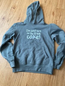 Kids Gray Birthday Sweatshirt Size 10/12 Just Here For The Free Cake Unisex - Picture 1 of 4