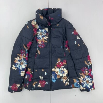 JOULES Jacket 8 Blue Womens Coat Padded Puffer Floral - Image 1 of 4
