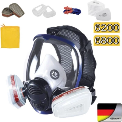 6200/6800 Vollmaske Atemschutzmaske mit Filter Vollgesichtsmaske Gasmaske DE