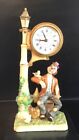 Unusual Vintage Quartz Wellington Mantle Clock Of A Clown Under A Lamppost