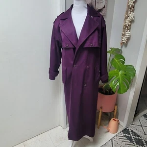 J. Gallery Trench Coat Maxi Purple Removable Liner 6 NO BELT Vintage Long Rain - Picture 1 of 5