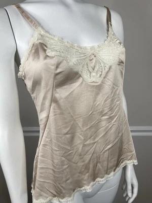"Camisola vintage Vanity Fair bronceada encaje recortado cami talla 34"" top sexy" Foto 1 de 4
