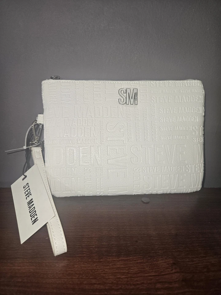 Steve Madden смешанный логотип выбитый мягкий кошелек с ремешком/цвет кости 10 «x 7» - Изображение 1 из 3