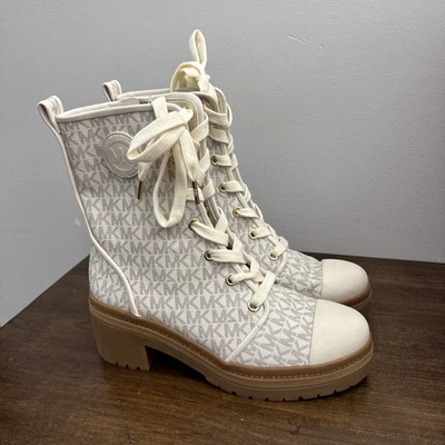 Botas de combate Michael Kors Corey Signature Logo Jaquard nuevas sin caja talla 10 Foto 1 de 4