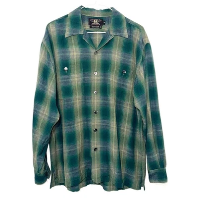 RRL Double RL Ralph Lauren Button Down Plaid Shirt - Green/Tan S - Image 1 of 4