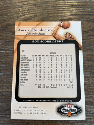 2002-03 Fleer Box Score #15 BSD Amare Stoudemire Box Score Debuts #/2002 - Image 1 of 2