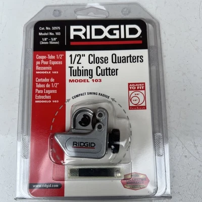 Ridgid 32975 1/2" Close Quarters Tubing Cutter Model 103 Brand New - Image 1 of 4