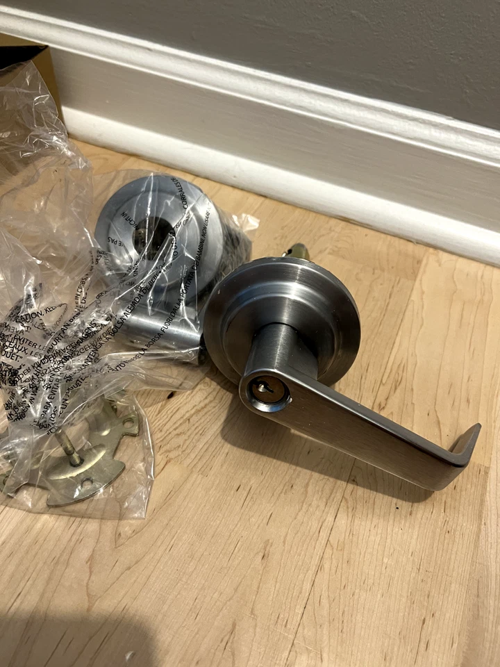 Maçaneta de porta de bloqueio - Cetim níquel - Imagem 1 de 1