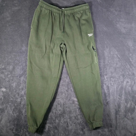 Pantalones deportivos Reebok para hombre XL verde oliva polar cintura elástica bolsillo con cremallera Foto 1 de 4