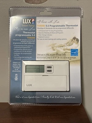 Termostato programable Lux TX500E de 5/2 días blanco pantalla digital montado en la pared Foto 1 de 2