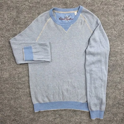 Suéter Robert Graham Spaceport Para Hombres Mediano Calce Clásico Azul Cuello Redondo Foto 1 de 4