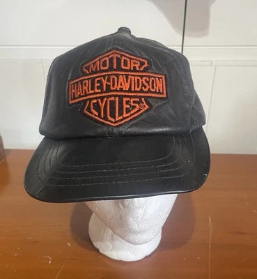 Gorra de béisbol vintage de cuero Harley-Davidson para motocicletas sombrero de pelota correa Foto 1 de 4