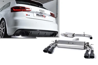 Milltek Sportauspuffanlage Audi S3 8V Bj. 2018-2020 Endrohr 4x100mm rund schwarz - Bild 1 von 4