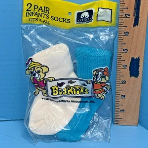2 paia calze neonati cotone Hanna-Barbera The Biskitts 1983 vintage nuove sigillate - Foto 1 di 5