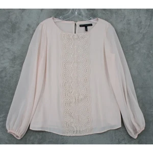 White House Black Market Bluse 2 transparente Spitze fließend Chiffon kokett feminin - Bild 1 von 10