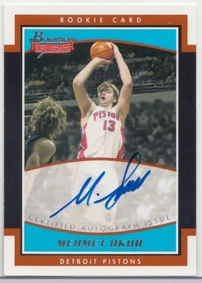 2002-03 BOWMAN SIGNATURE MEHMET OKUR AUTO AUTOGRAPH ROOKIE RC 336/999 #SE-MO - Image 1 of 2