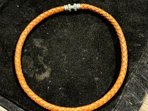 JUDITH RIPKA BRAIDED BROWN LEATHER CHOKER W/ STERLING MAGNET CLASP 16" - Picture 1 of 4