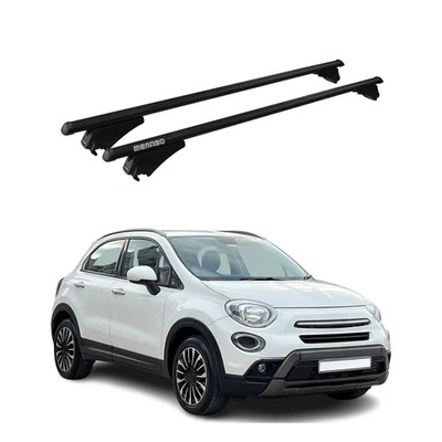 Barras transversales de techo superior para Fiat 500X 2016-2023 aluminio negro 2 piezas Foto 1 de 4
