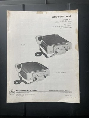 Motorola Motrac Two Way Mobile FM Radio Instruction Manual 1969 - Image 1 of 4